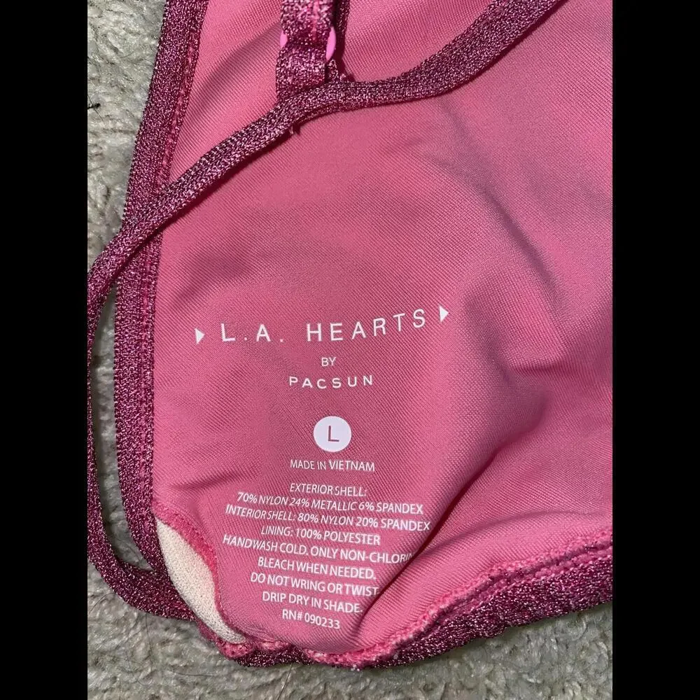 L.A. Hearts by PacSun Shimmering Pink Bikini Top - Size L - Chic Berry Color - Picture 3 of 3
